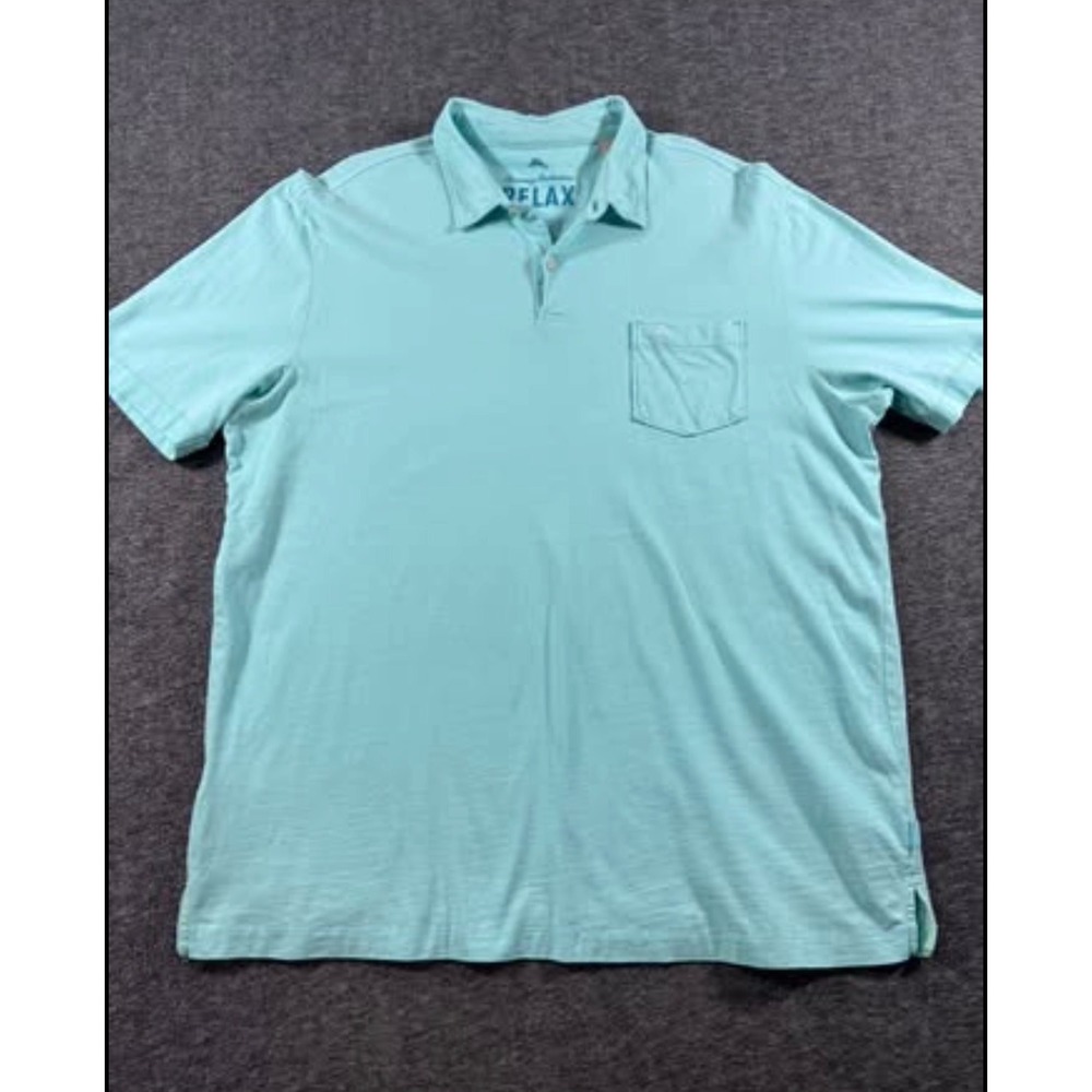 Tommy Bahama Relax Mens L Pima Cotton Short Sleeve Polo Shirt Aqua Blue Marlin - Picture 2 of 10